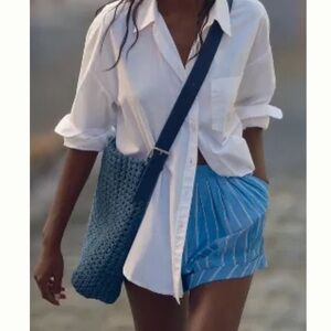 Anthropologie the Kalani woven knot bag Crossbody navy